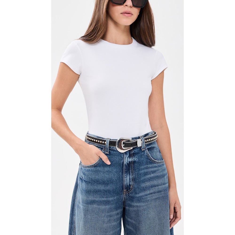 B-Low The Belt Barcelona Belt Black Leather Studded Western Silver Gold S